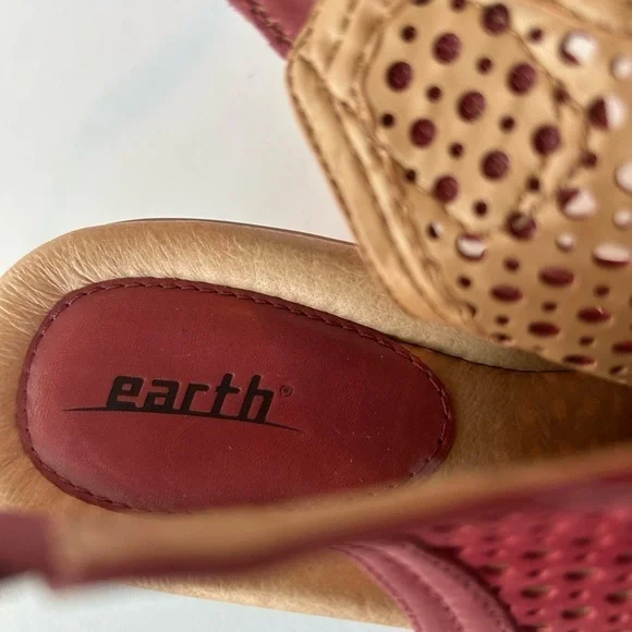 Earth Origins Calla Regal Red Soft Buck Sling Back Wedge Sandals - Picture 8 of 12
